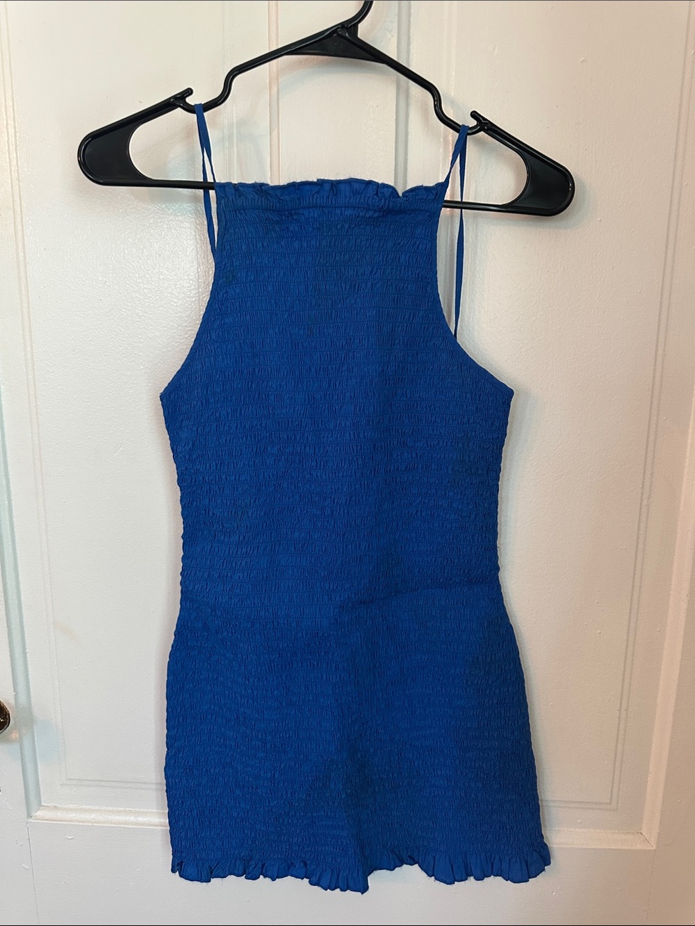 Free People Royal Blue Smocked Mini Romper